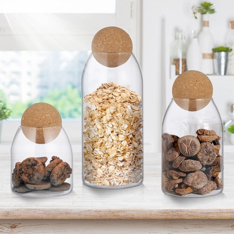 Glass Storage Tank Borosilicate Glass Sealed Cans Food Grains Container Storage Jar with Cork for Kitchen Sugar