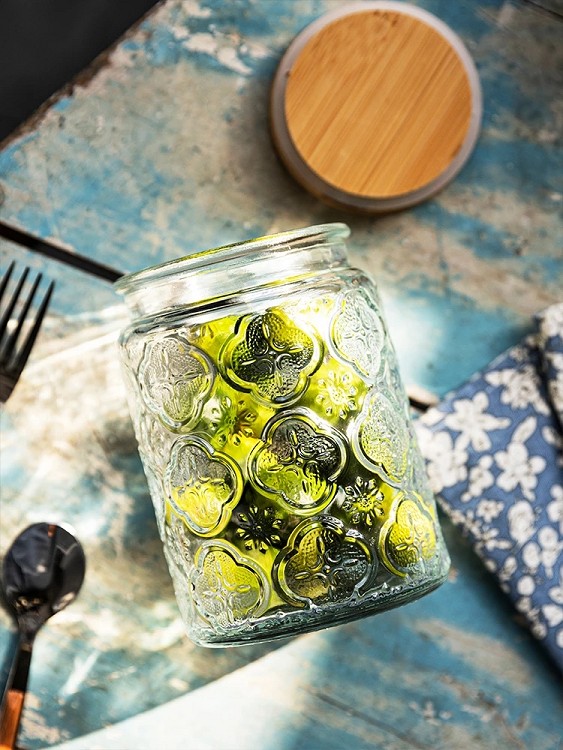 Glass Sealed Can Vintage Begonia Pattern Dried Fruit Snack Nut Storage Jar Creative Decoration Large