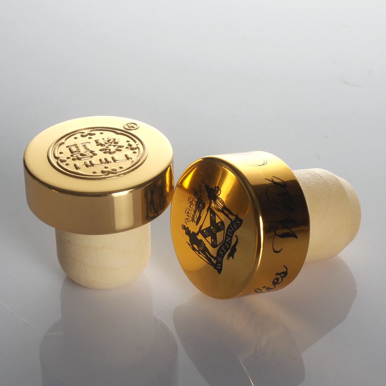 Customized MATTE / GLOSS aluminum bottle stopper synthetic cork bar top cap T shape cap for whisky gin spirits
