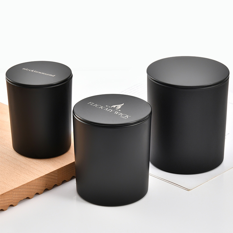 200 ml 320 ml 440 ml frosted black candle jar Glass candlestick for making candles Wood lid metal lid custom logo