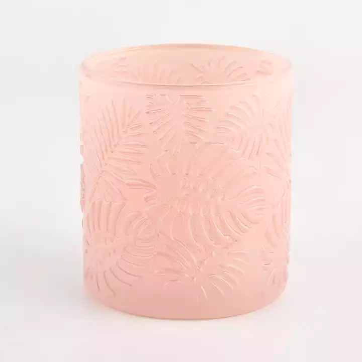 luxury 6oz glass candle jars with luxury pattern and customized color for wholesale
