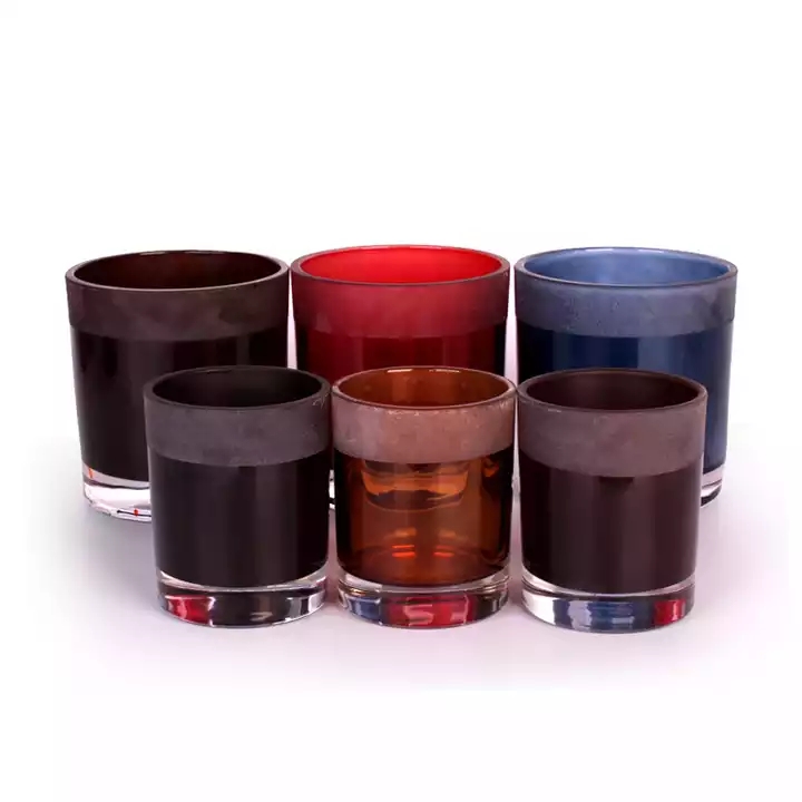 Unique150ml 300ml 700ml thick bottom round frosted glass candle jar candle vessel for candle making