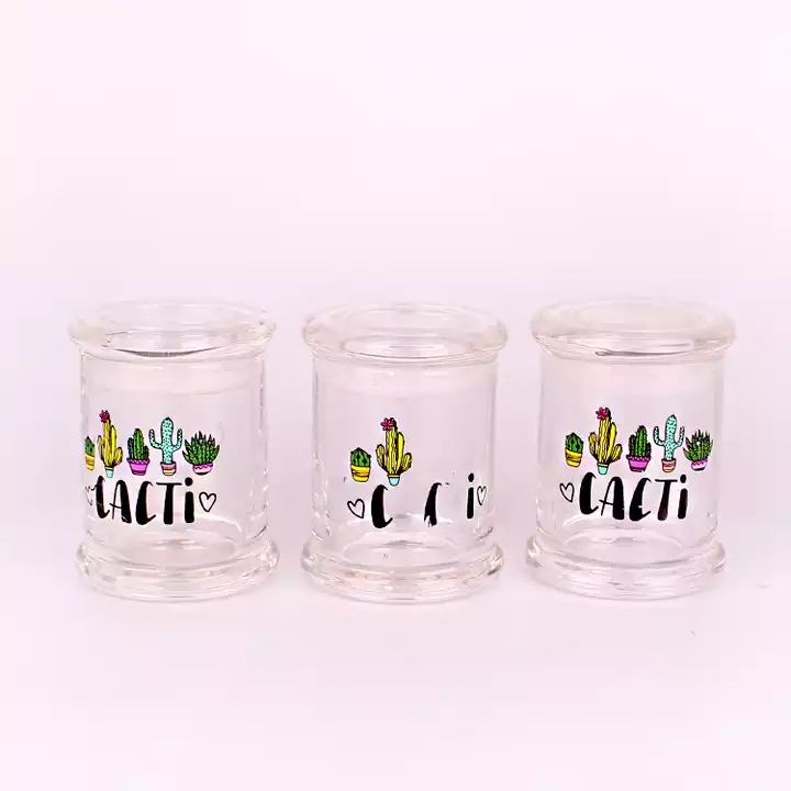 Custom 7oz 200ml empty clear glass candle jar container vessel with glass lid for candle making