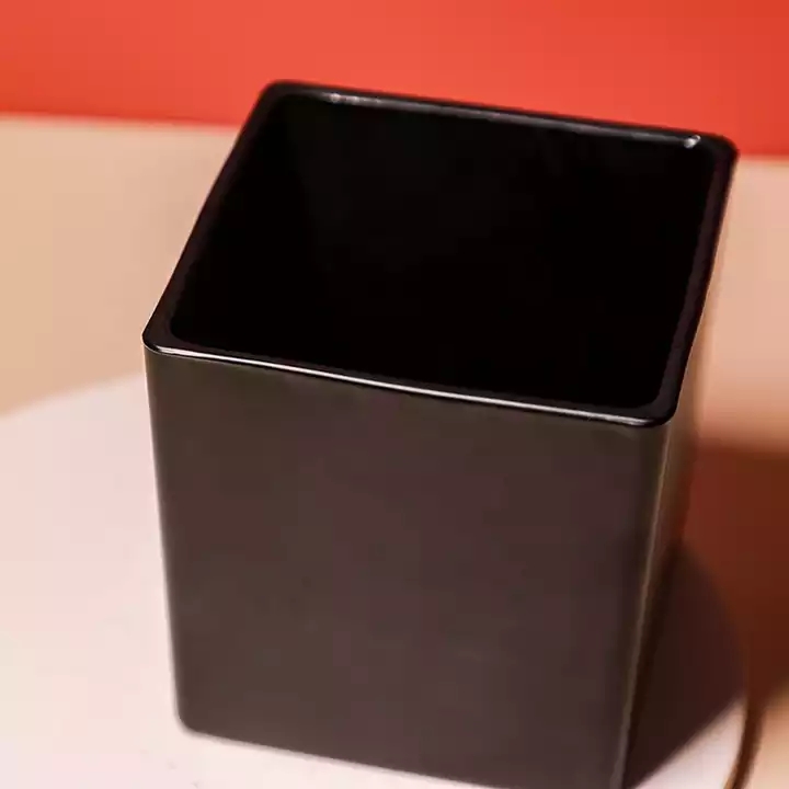 23oz Square Unique Candle Jars Frosted Black Glass Candle Container Jars For Making Candles