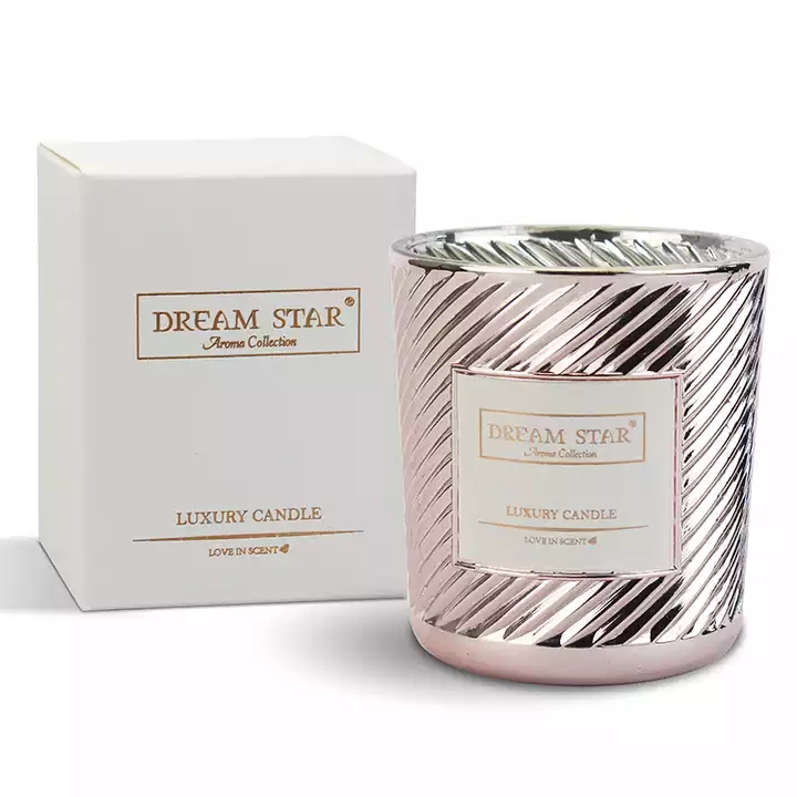 Matte gift box candle container in glass jar custom electroplating pattern glass candle jar