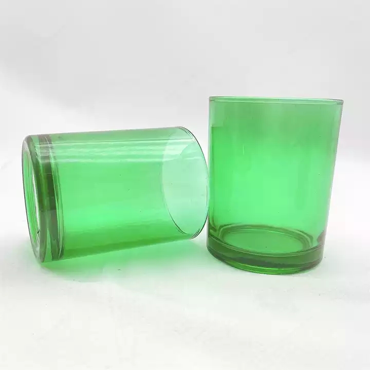 9oz Empty translucent color glass candle containers with wooden lid