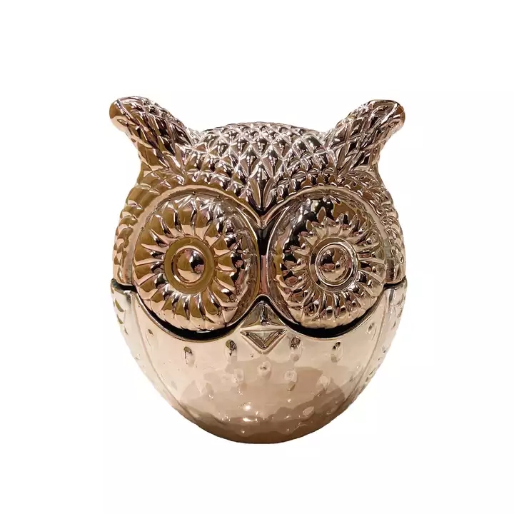 owl custom colourful unique vintage large candle vessel gold