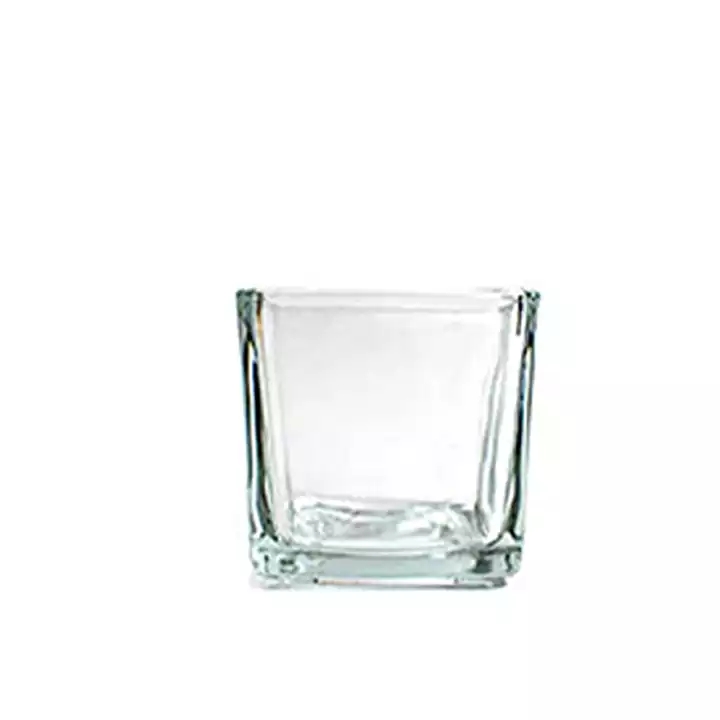Clear Cube Glass Square Candle Jar Container with Lids for Soy Wax