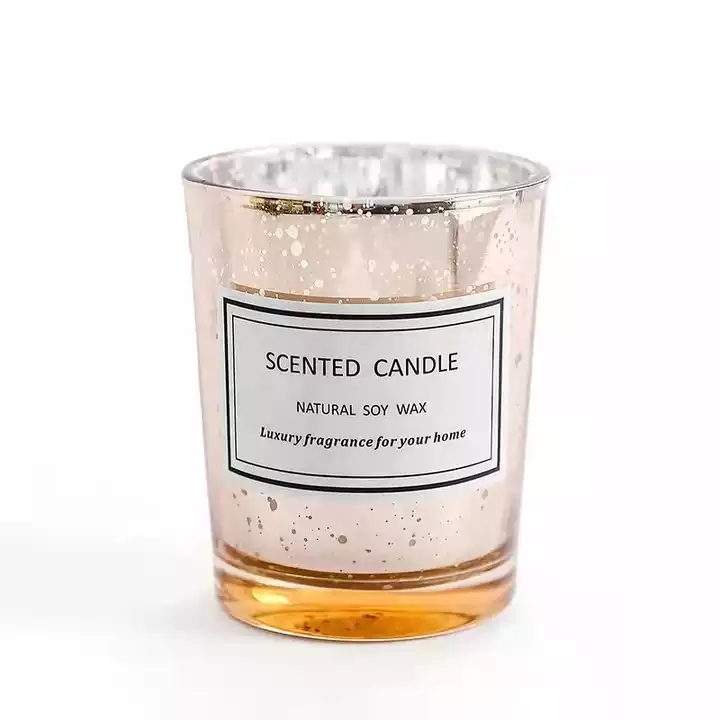 High Quality Electroplated Glass Romantic Star Empty Candle Cup for Custom Logo Aromatherapy Candle Container glass cylinder candle holder