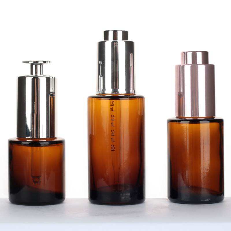 Wholesale 20ml 30ml Amber Hair Oil Glass Dropper Bottle 40ml 60ml with Push Button Dropper