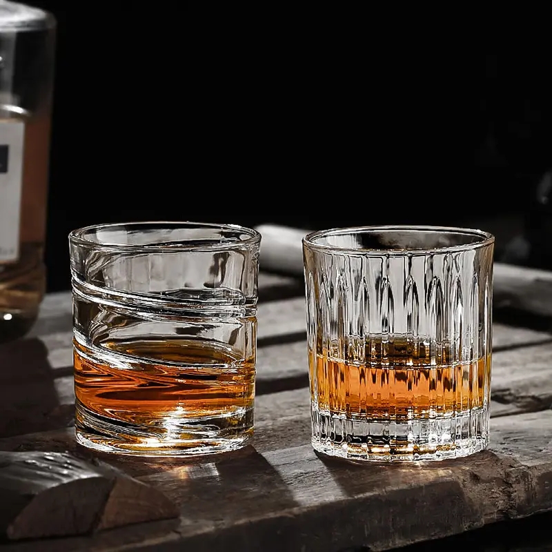 Wholesale 250ml lead-free drinking glass tumbler spinning whiskey glass ...