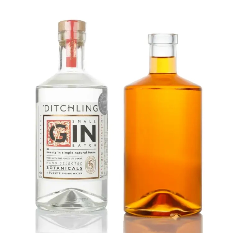 Wholesale Geneva 70 cl 700 ml ZADIG Glass Bottle Jenever Punt Bottom Rum Gin Whisky Glass Bottle