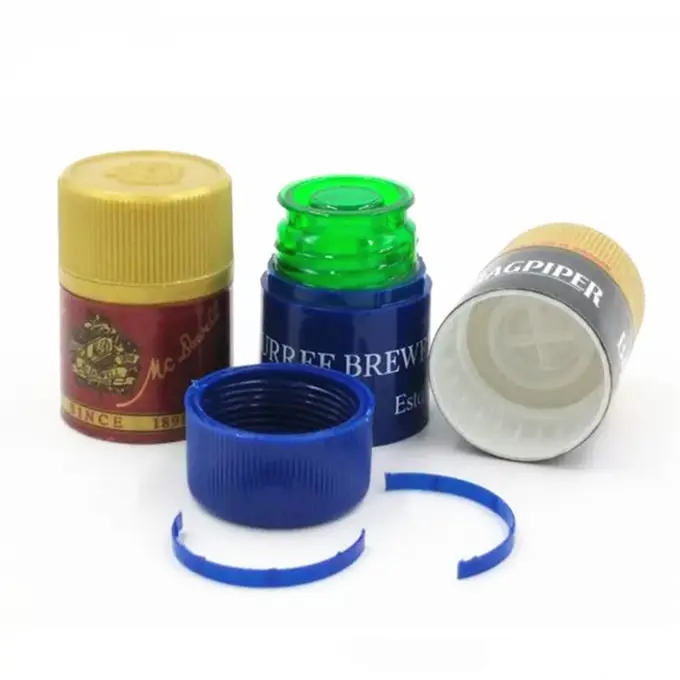Wholesale NonRefillable Snap On Vodka Tequila Plastic Cap Tamper Evident Liquor Bottle Closure