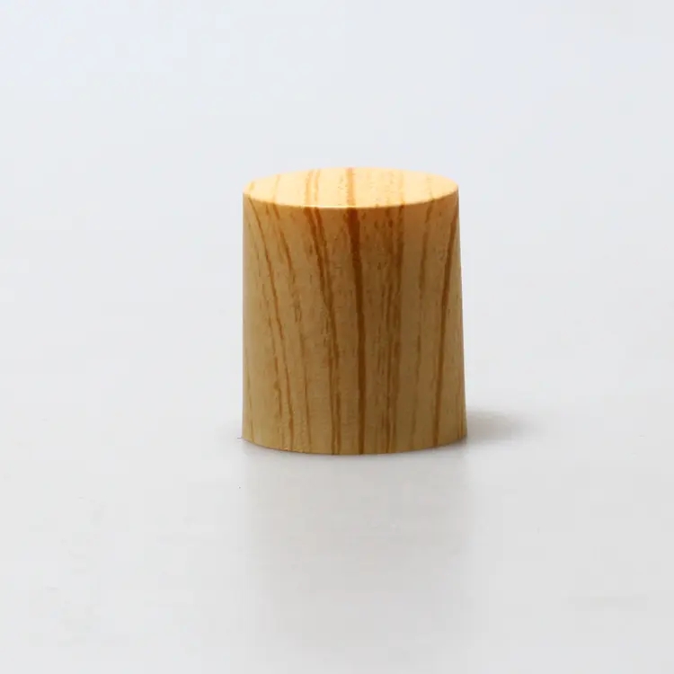 chinese factory customized 15mm ABS perfume Wood pattern cap fancy logo printed perfume bottle with cap