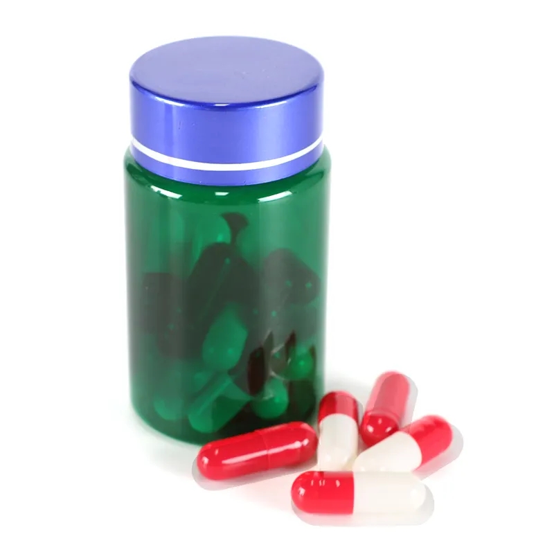 Custom Blue Small 60cc Plastic Medicine Bottle Vatamin Supplement Capsule Bottles 100cc 120cc Plastic Pill Bottle With Crc Lid