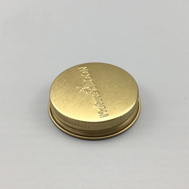 Jinte wholesale 45mm old gold embossed screw metal aluminum cap lid for plastic jar bottle