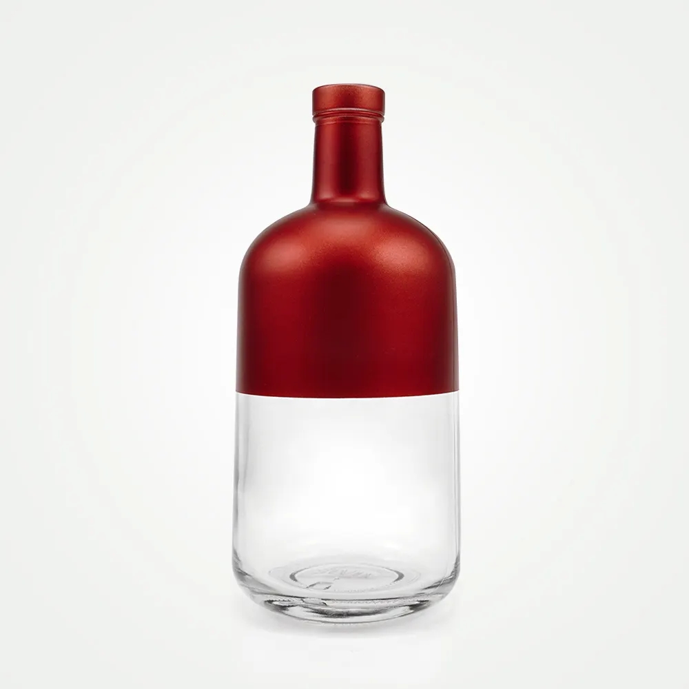 20oz 375 ml 700ml 750ml Nordic Vodka semi black brown painting Glass Liquor Bottle with T-Top Synthetic Cork