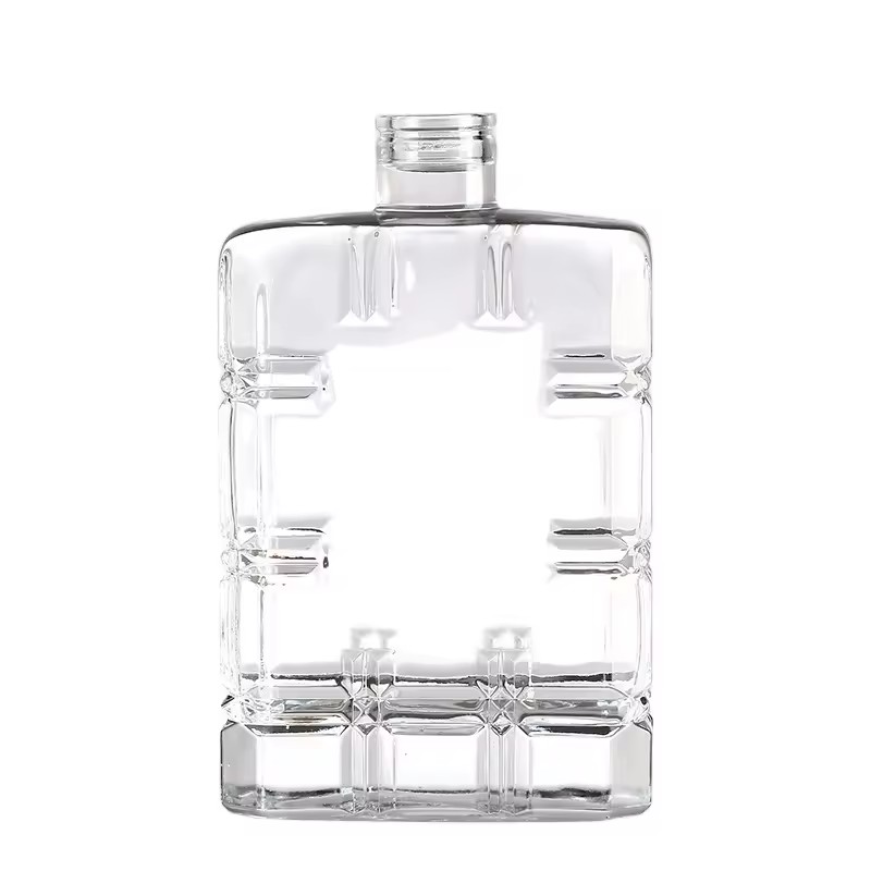Square Bottle Whiskey 750ML Glass Bottle With Cap Whiskey With Weight Empty Glass Bottle