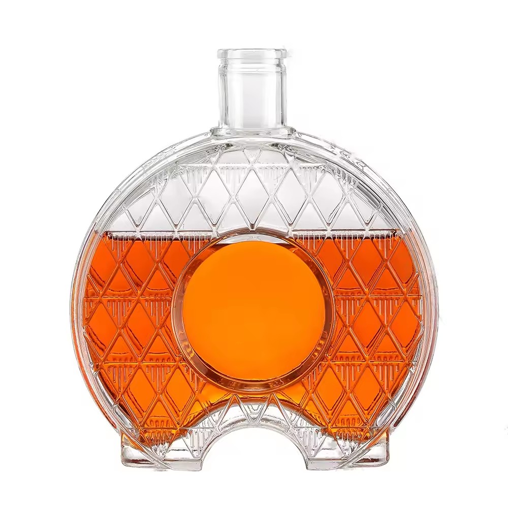 Manufacture Custom Bottle shape Clear 375ml 500ml 750ml Empty Liquor Whiskey Wine Spirit Glass Bottles