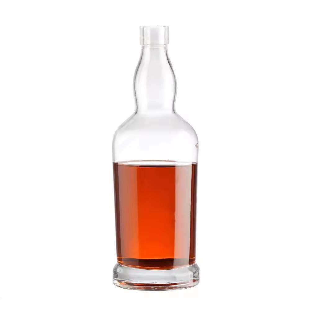 Wholesale OEM ODM beverage 750ml clear empty vodka whiskey xo custom glass bottles with cork