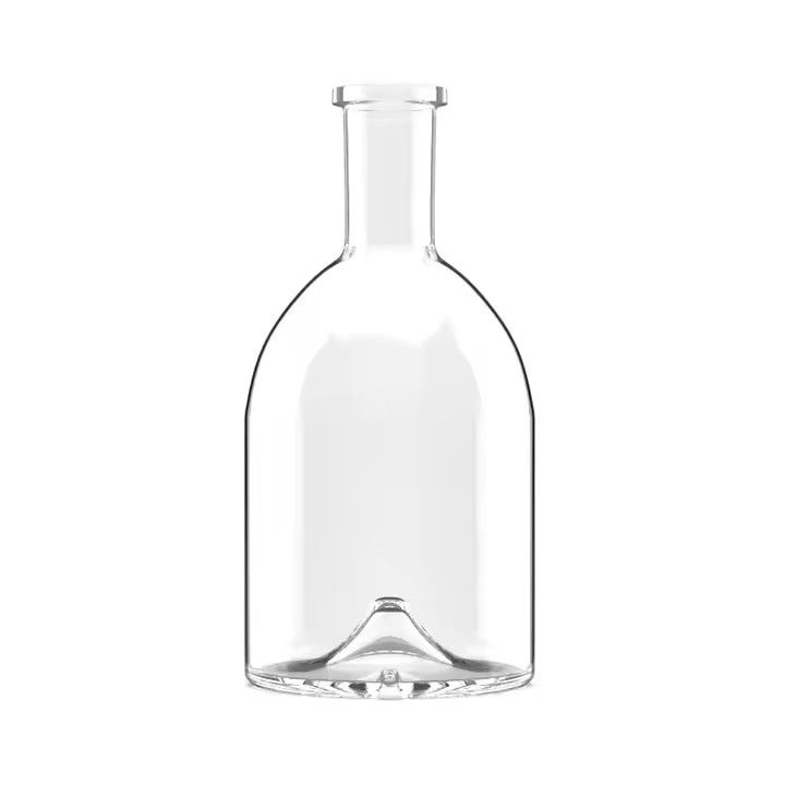 Custom Design Transparent Round Shoulder Rising Bottle 700Ml Vodka Brandy Rum Tequila Glass Whisky Bottles