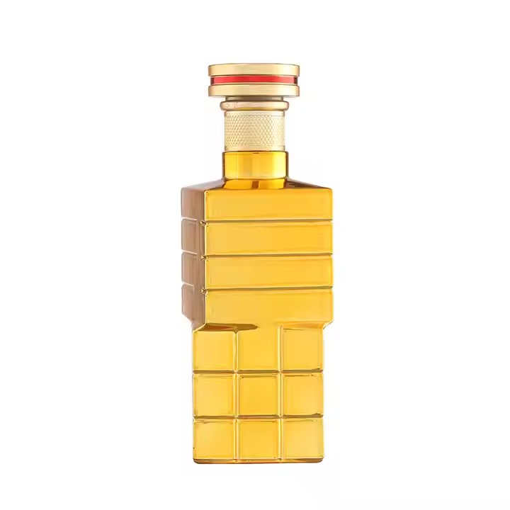 Top Grade Hot painting gold 500ml 700ml 750ml liquor brandy glass bottle Empty 500ml whiskey liquor whisky brandy bottle