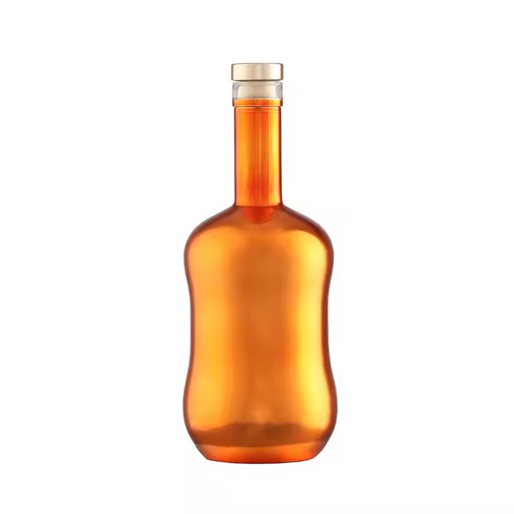 Customized Electroplating 500 ml 700 ml 750 ml Gin Vodka Whisky Whiskey Tequila Bottle with Cork