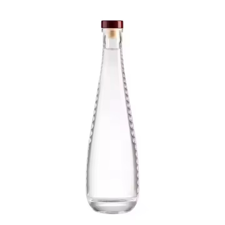 Factory custom 500ml Vodka Empty clear glass bottle with cork
