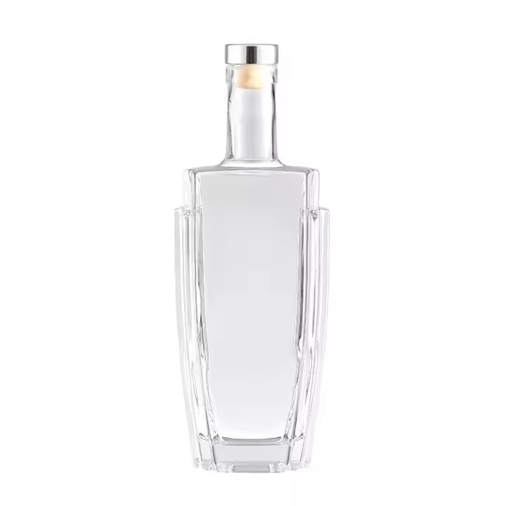 Custom Square Glass 375ml 500ml 700ml Gin Spirit Whiskey Vodka Bottle Glass Liquor Bottles
