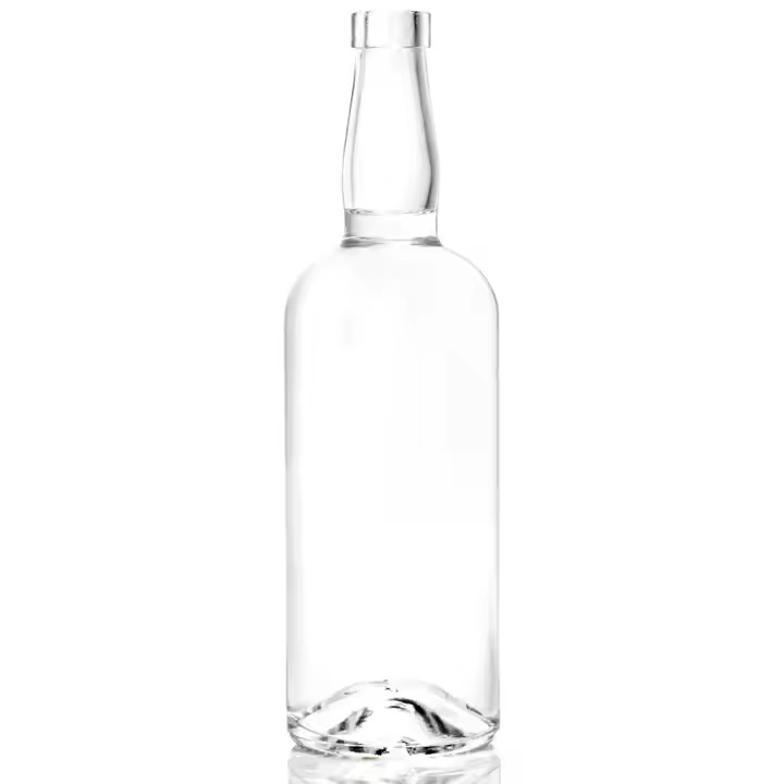 Factory Customized 750ml clear empty whisky vodka glass bottle juice beverage rum glass bottle with cork
