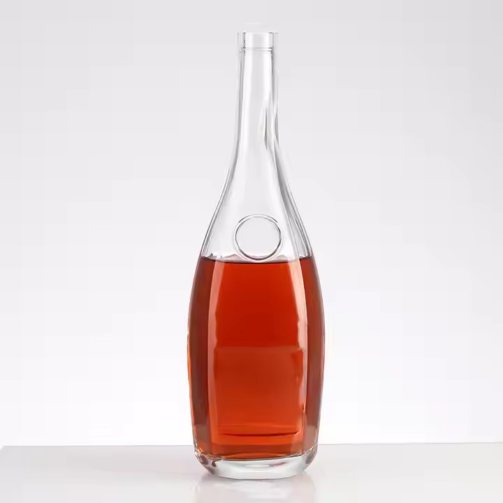 Custom Extra Large Big 1000ml 850g Beautiful Shape Empty Glass Bottles with Thick Sturdy Flat Bottom