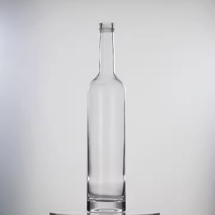Stylish recyclable Clear 700ml 750ml 1000ml vodka whiskey glass bottles with cork lid