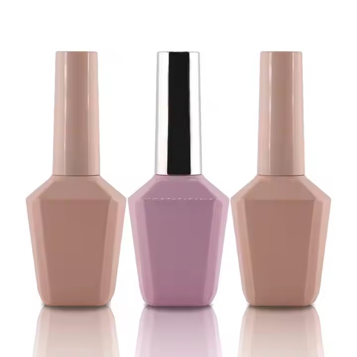 Factory Color Customize Design 10ml 12ml 13ml 15ml square Empty Uv Gel Nail Polish Bottle with Gold Caps