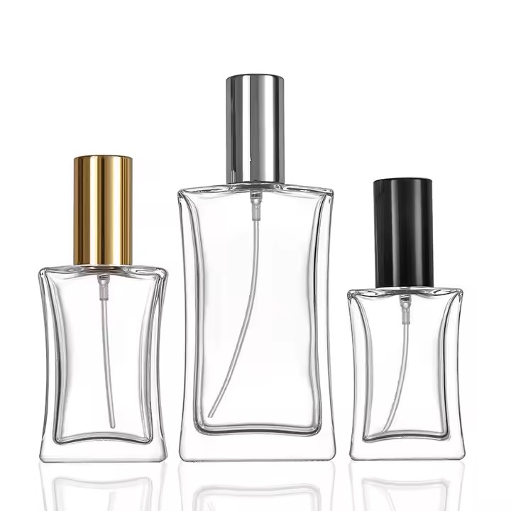 Wholesale 30ml 50ml 100ml Screw Top Glass Perfume Bottle Slim Waist Glass Perfume Pump Spray Bottles With Cap