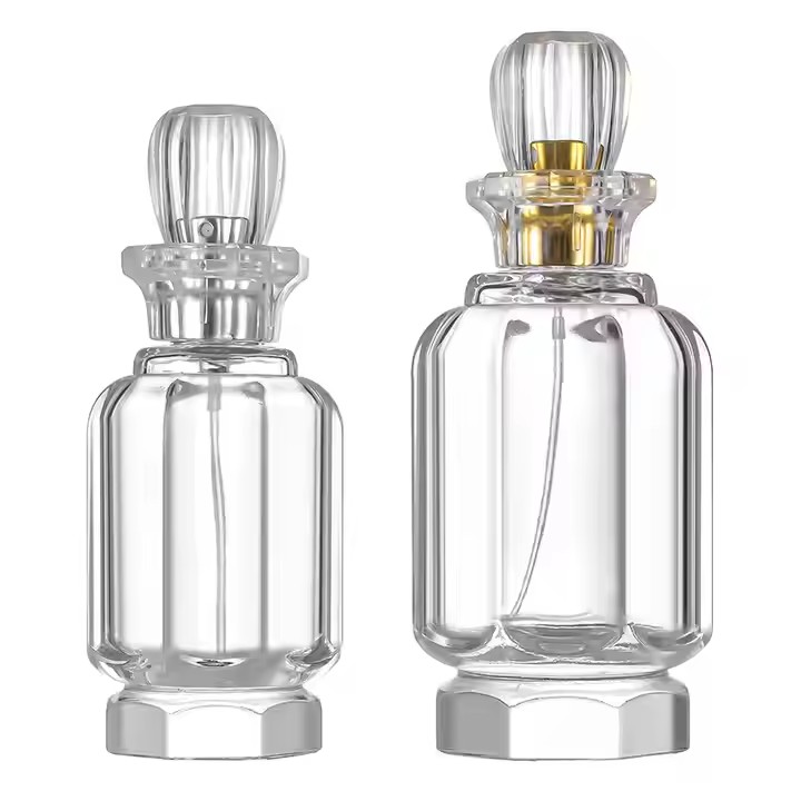 Unique Prismatic Clear Glass Perfume Bottle 50ml 100ml Empty Glass Perfume Atomizer Bottle With Packaging Box