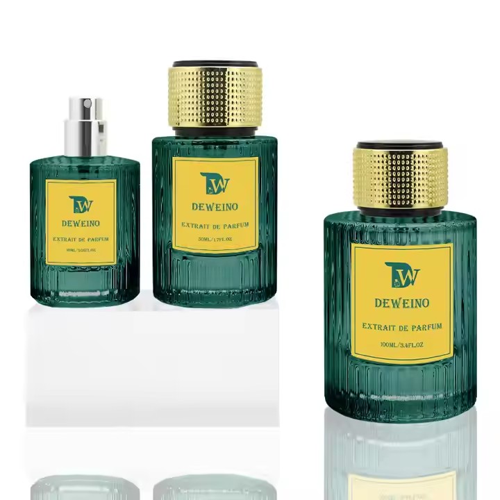 High Grade Round Perfume Spray Bottles Green Perfume Glass Bottle 100Ml 50Ml 30Ml Custom Perfume Bottle With Box Packaging Logo