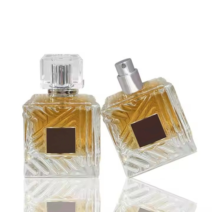 Unique Clear 50 Ml Perfume Bottle 100Ml Square Perfume Spray Glass Bottles Round Perfume Bottle With Box Packaging