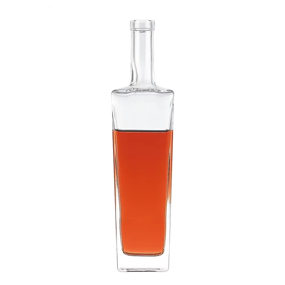 Square Shaped Vodka Glass Bottle Whiskey Gin Bourbon Vodka Brandy Glass Bottle with Airtight Cap Quadra Bottles