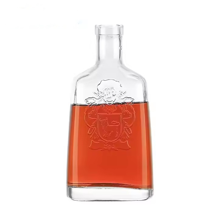 China Supplier Super Flint Glass 500ml 750ml Unique Shape Glass Bottle for Whiskey Vodka Brandy Products