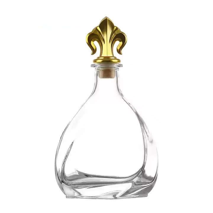 China Factory Custom-acceptance Clear Empty Round ECO Friendly Premium Quality Glass Bottle for Vodka Brandy Bottle