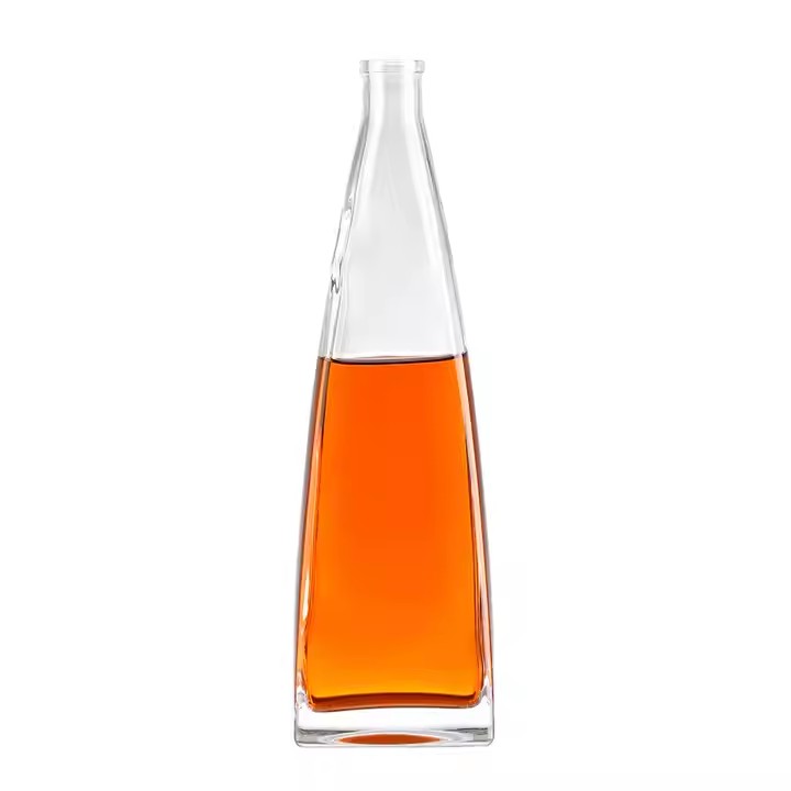 Wholesale 300ml 500ml Customized Triangle Water Juice Wine Whisky Vodka Tequila Gin Rum Liquor Glass Bottles with Cork