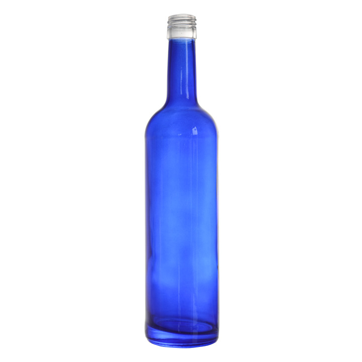 Wholesale Custom Amber Blue Glass Liquor Bottle 50cl to 75cl Empty Round Spirit Bottles for Ropp Cap Vodka Gin Tequila