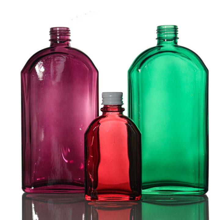 Empty Painting Color 250ML 350ML 500ML Flat Beverage Juice Liquor Spirits Glass Bottles for Juice With Screw Lid