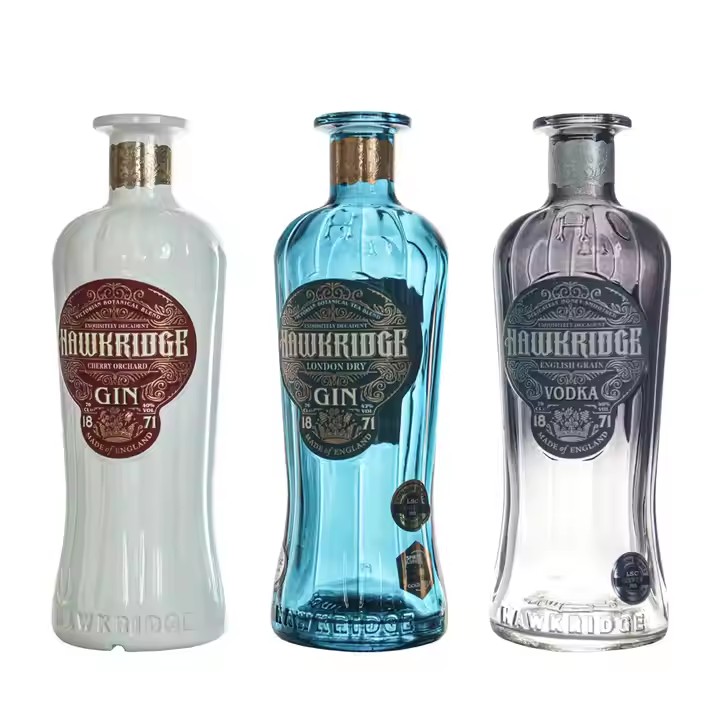 Custom Glass Liquor Bottle Empty 50ML 700ML Spray Painted Gradient Cobalt Blue Gin Vodka Spirits Decanter Wholesale