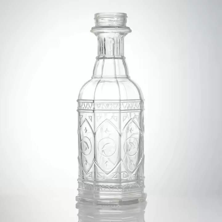 Customized 50ml 700ml 750ml Glass Spirit Bottles Empty Octagon Liquor Bottle for Tequila Vodka Rum Gin Packaging