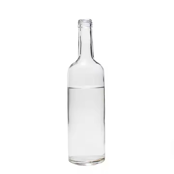 Elegant High-end 750ml Cylinder Vodka Gin Alcohol Bottle Empty Clear Whisky Tequila Brandy Wine Glass Bottle with Screw Cap