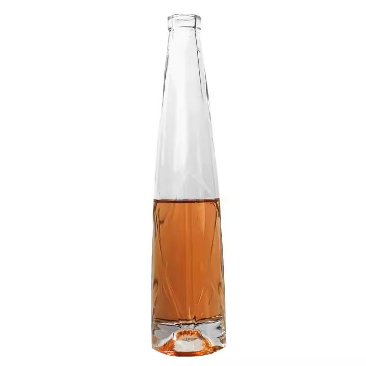 Top 375ml Whisky Bottle Liquor Glass Bottle Honey Oil Super Flint Custom Raised Bottom Round Bottle Spirit
