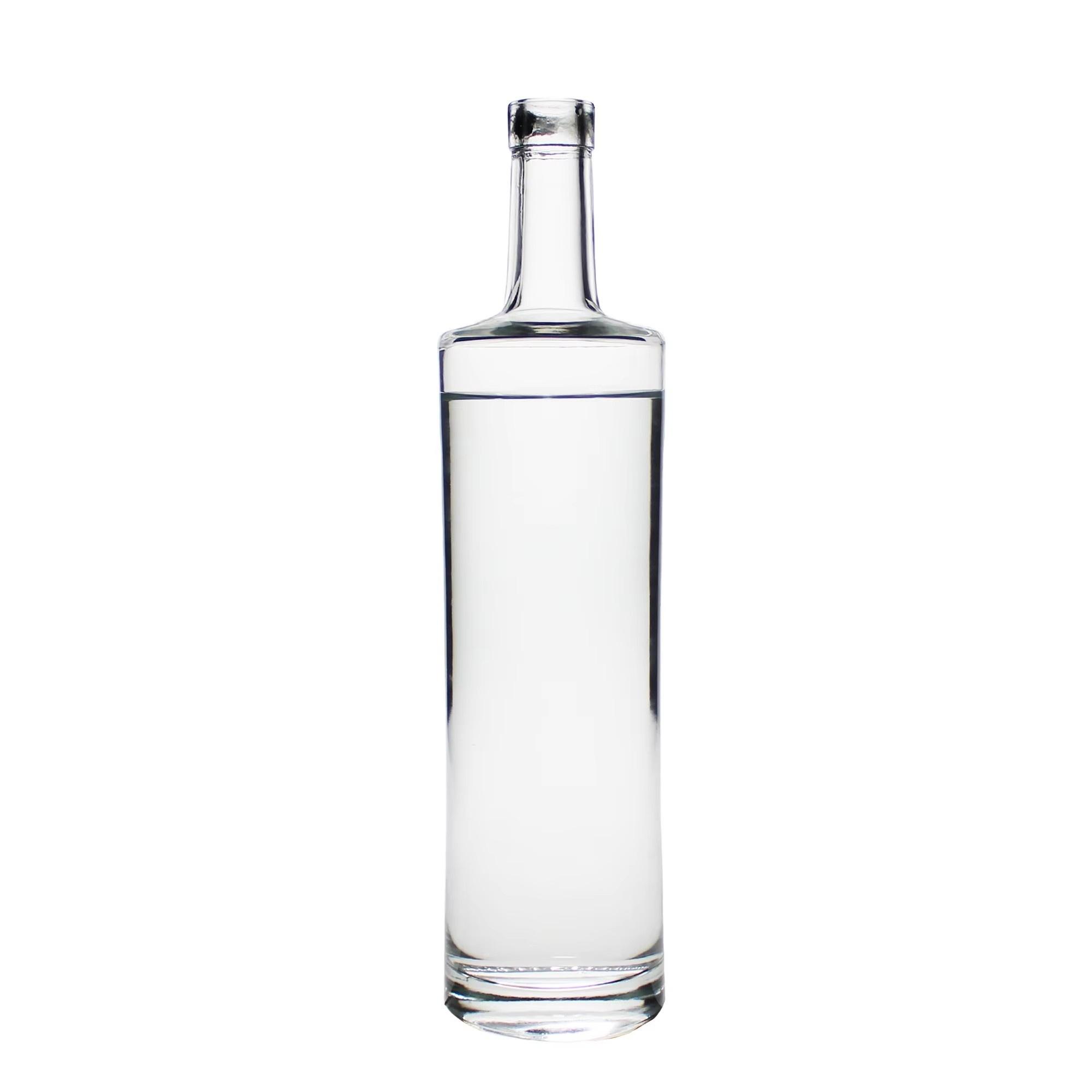 Customized Cylinder 750ml Whisky Vodka Glass Bottle Empty Decal Surface Gin Rum Spirits Liquor Bottle With T-Top Cap