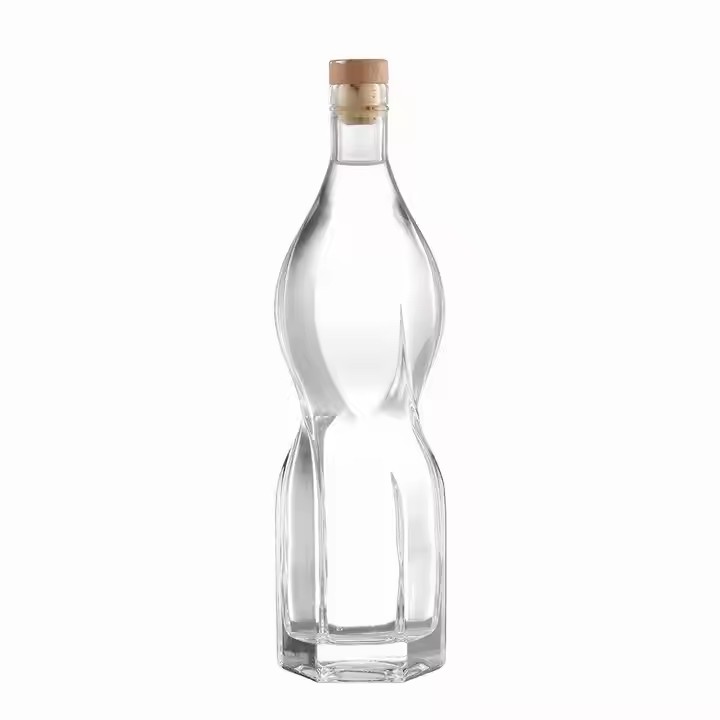 750ml Glass Whisky Bottle with Cork Stopper and Rubber Seal for Brandy and Other Liquors Storage