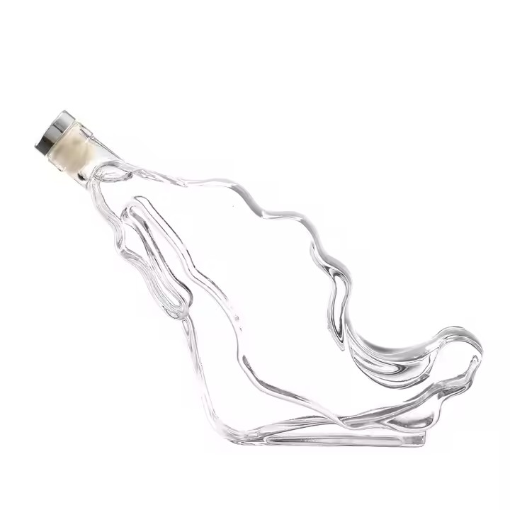 Women's 500ml High Heels Glass Spirit Bottles for Nightclubs Bars Rubber Stoppers for Liquor Vodka Whiskey Brandy Rum Tequila